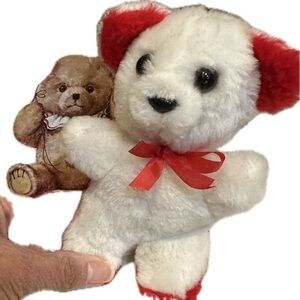 VTG 80’s FUN WORLD VALENTINE PLUSH BEAR WHITE RED 7” COLLECTIBLE STUFFED ANIMAL